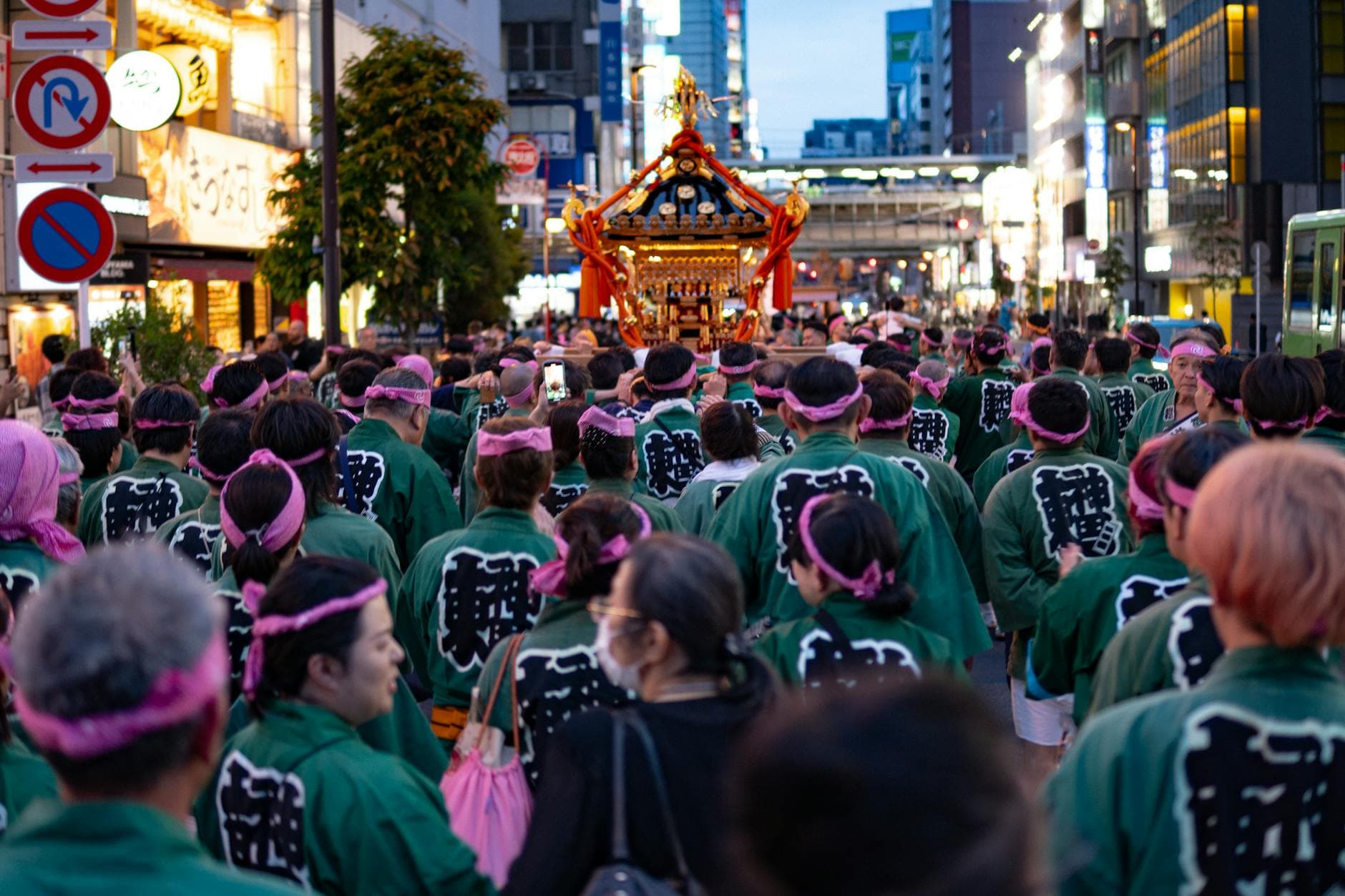 vibrant japanese street festival celebration
